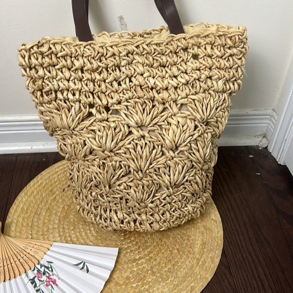 Vintage shoulder Cottagecore  Straw Bag - Picture 4 of 10